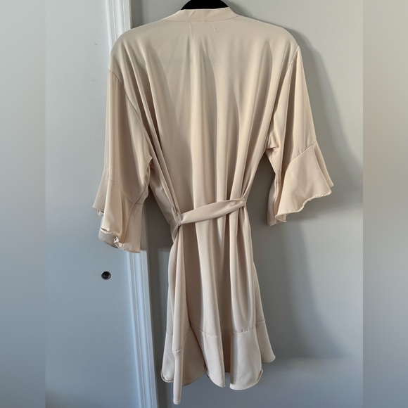Cream Colored Robe with Ruffle Sleeves and Ruffle Hem - Picture 6 of 6